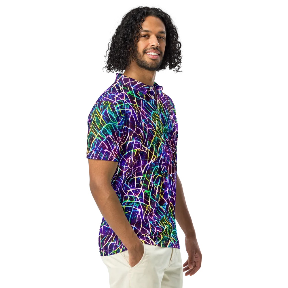 Cosmic Wiring on Men's Slim Fit Polo Shirt — Right Front