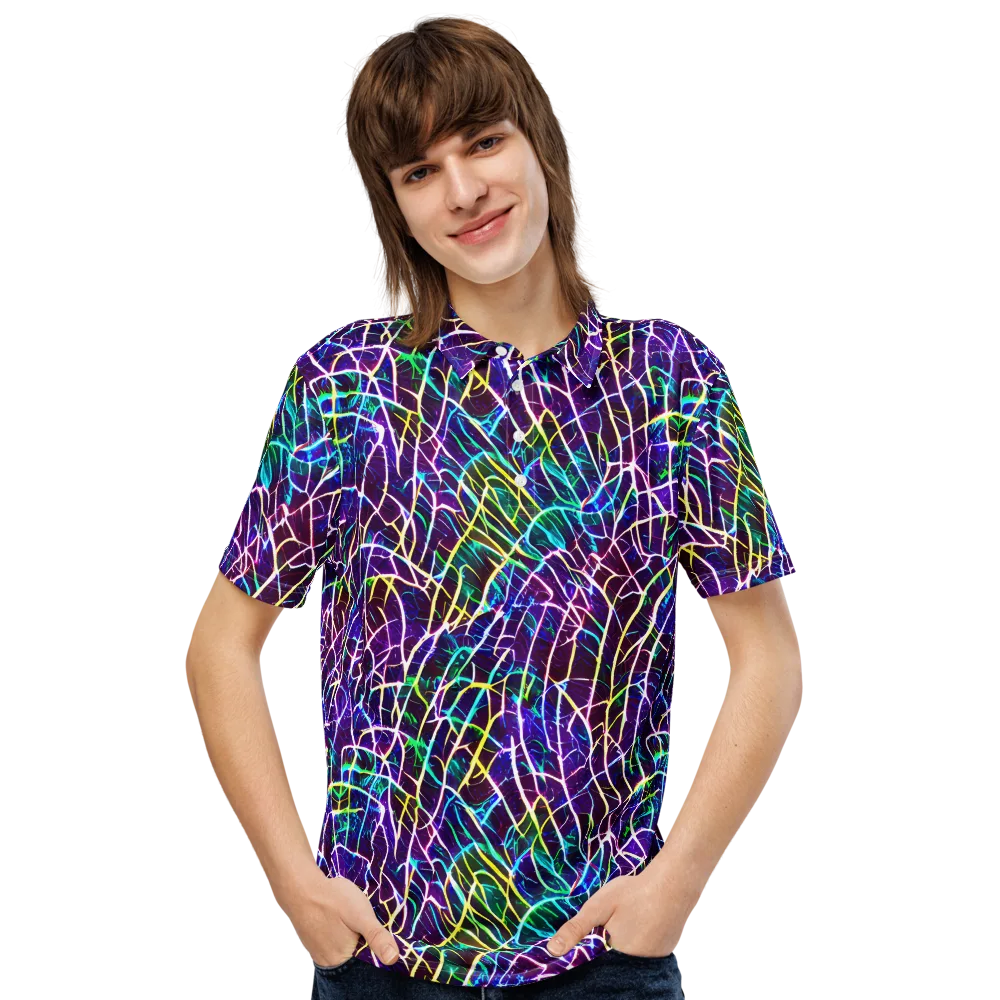 Cosmic Wiring on Men's Slim Fit Polo Shirt — Front