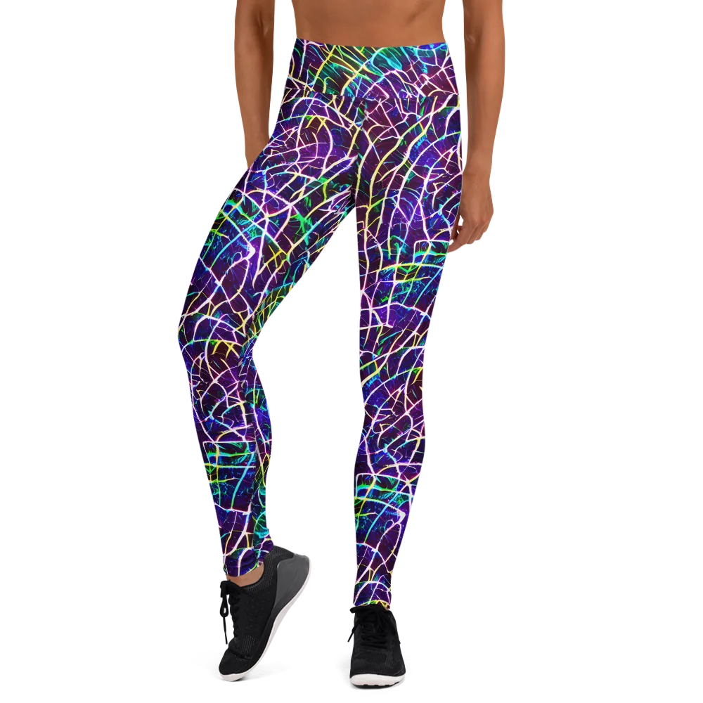 Cosmic Wiring on Yoga Leggings — Front