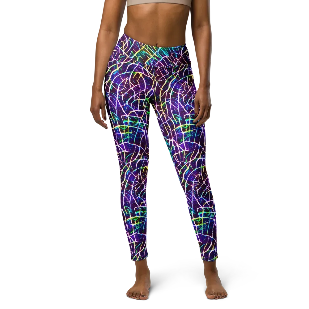 Cosmic Wiring on Yoga Leggings — Front
