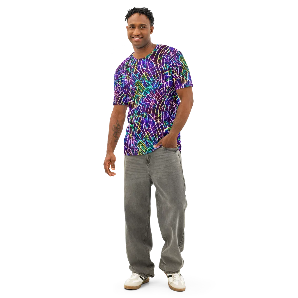 Cosmic Wiring on Men's Cotton Crew Neck T-Shirt — Front