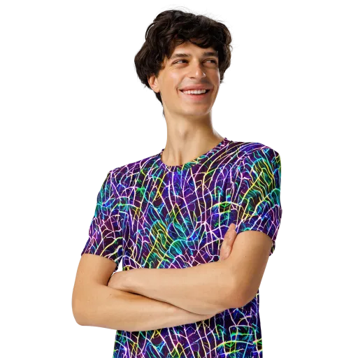 Cosmic Wiring on a Men's Crew Neck T-Shirt