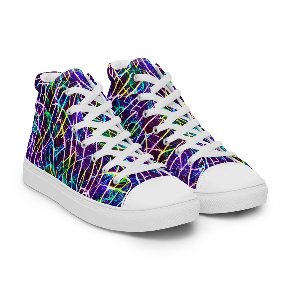 Cosmic Wiring on Men's High Top Canvas Shoes — Right Front