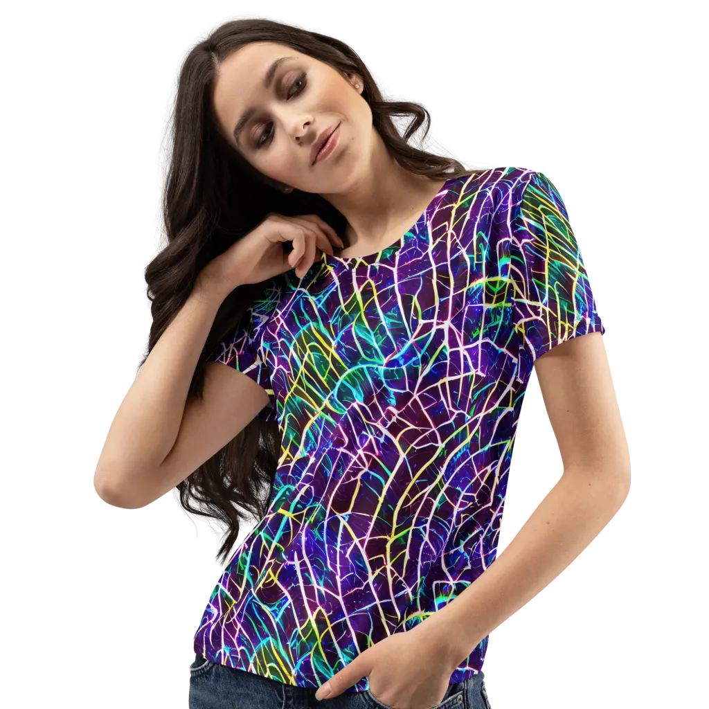 Cosmic Wiring on Women's Crew Neck T-Shirt — Left Front