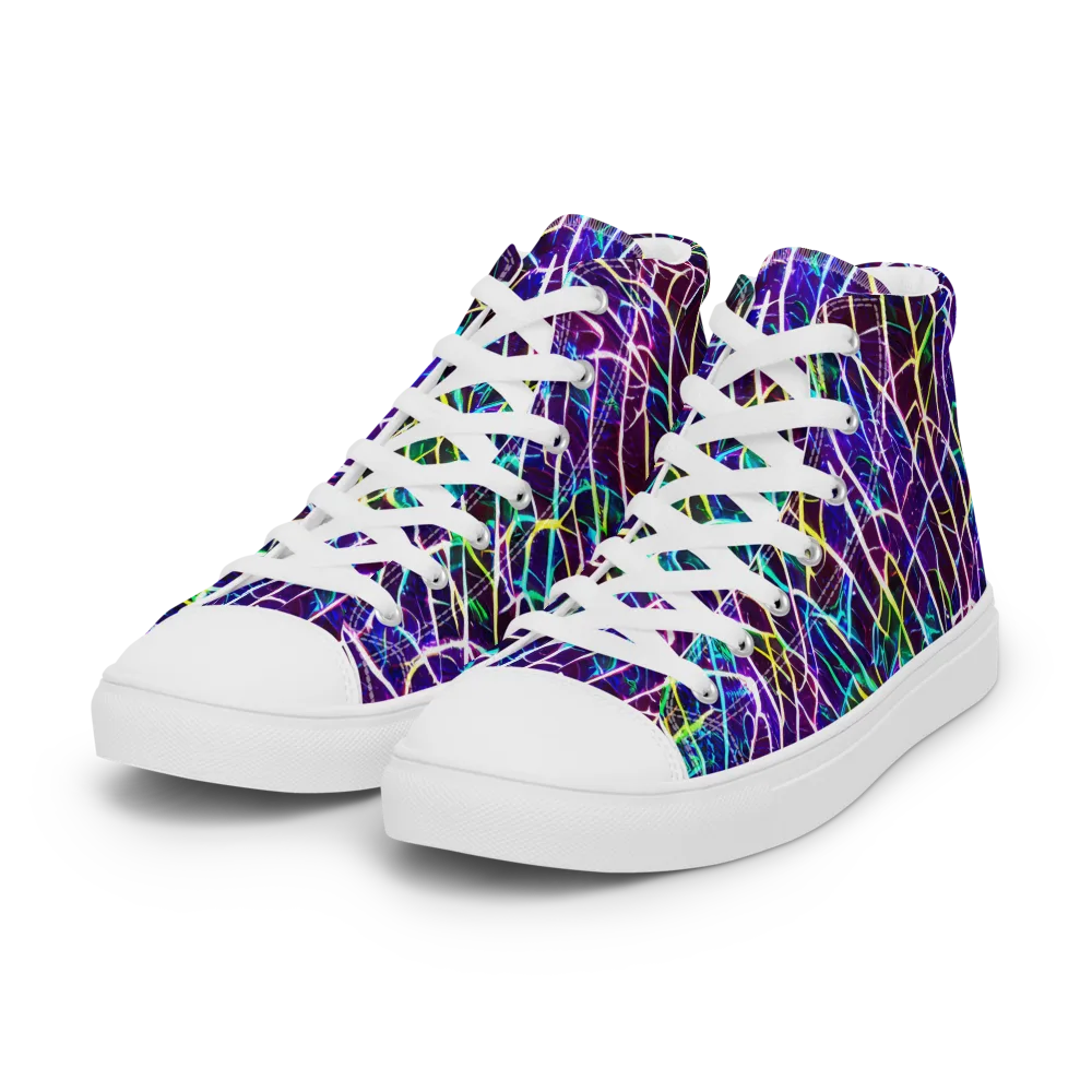 Cosmic Wiring on Women's High Top Canvas Shoes — Left Front