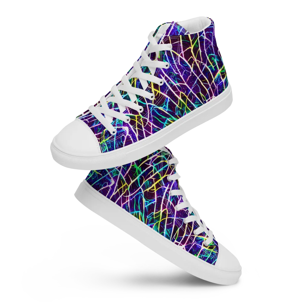 Cosmic Wiring on Women's High Top Canvas Shoes — Front