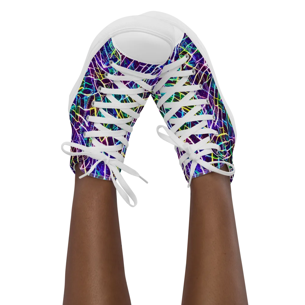 Cosmic Wiring on Women's High Top Canvas Shoes — Front