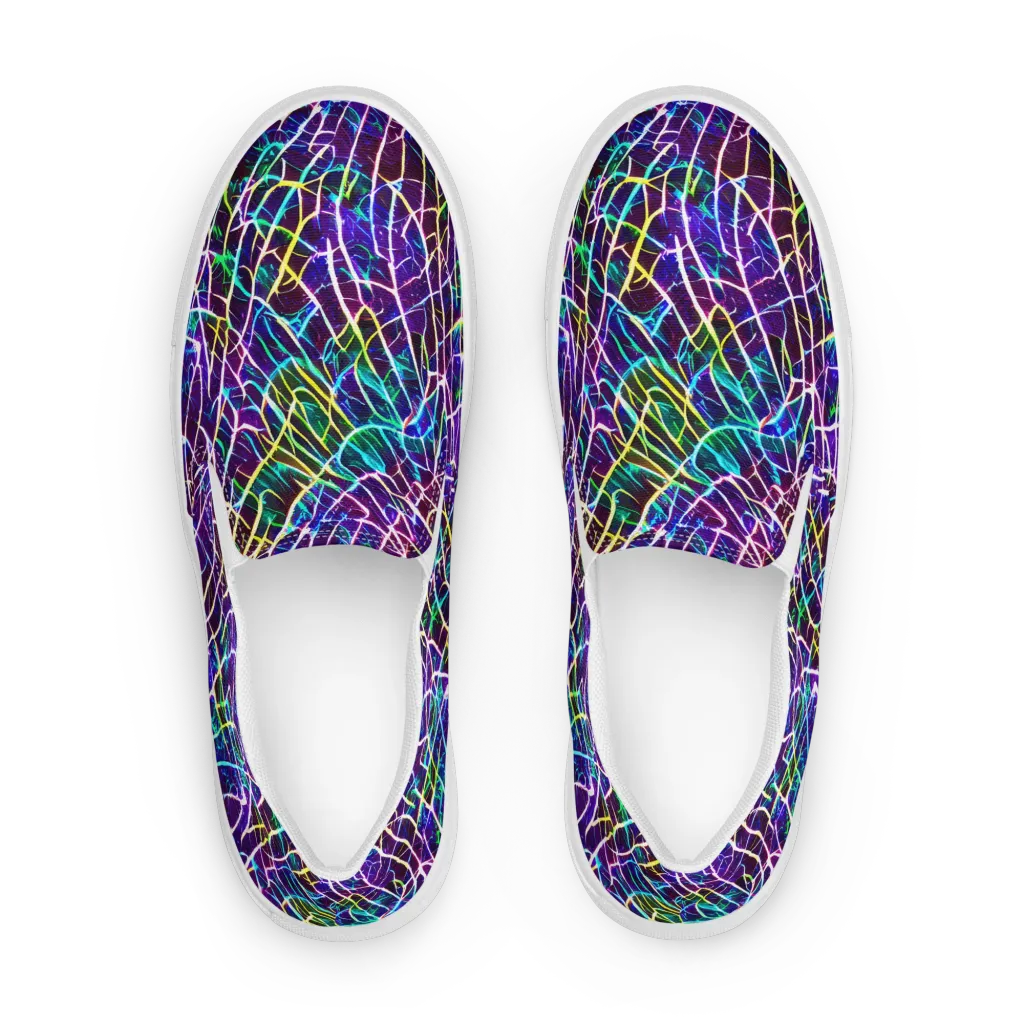 Cosmic Wiring on Men's Slip-On Canvas Shoes — Front