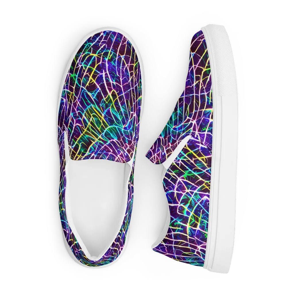 Cosmic Wiring on Men's Slip-On Canvas Shoes — Front