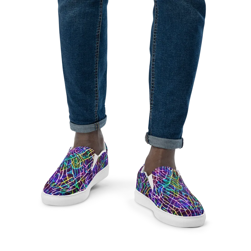 Cosmic Wiring on Men's Slip-On Canvas Shoes — Front