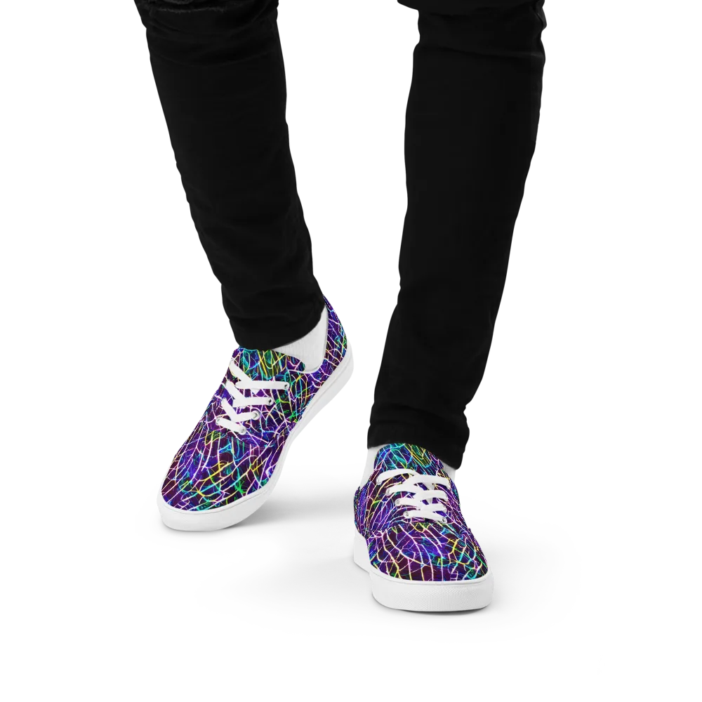 Cosmic Wiring on Men's Lace-Up Canvas Shoes — Front
