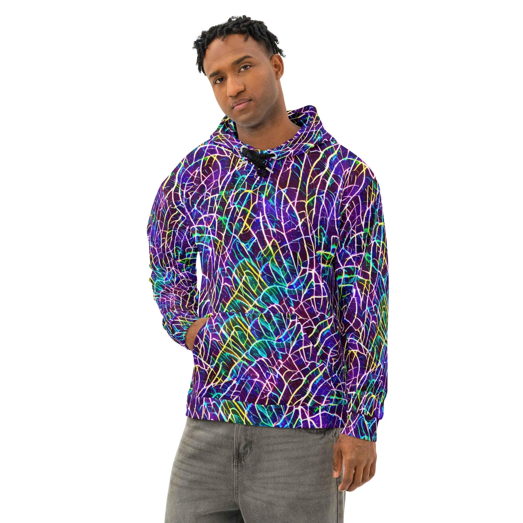 Cosmic Wiring on Cotton Hoodie — Left Front