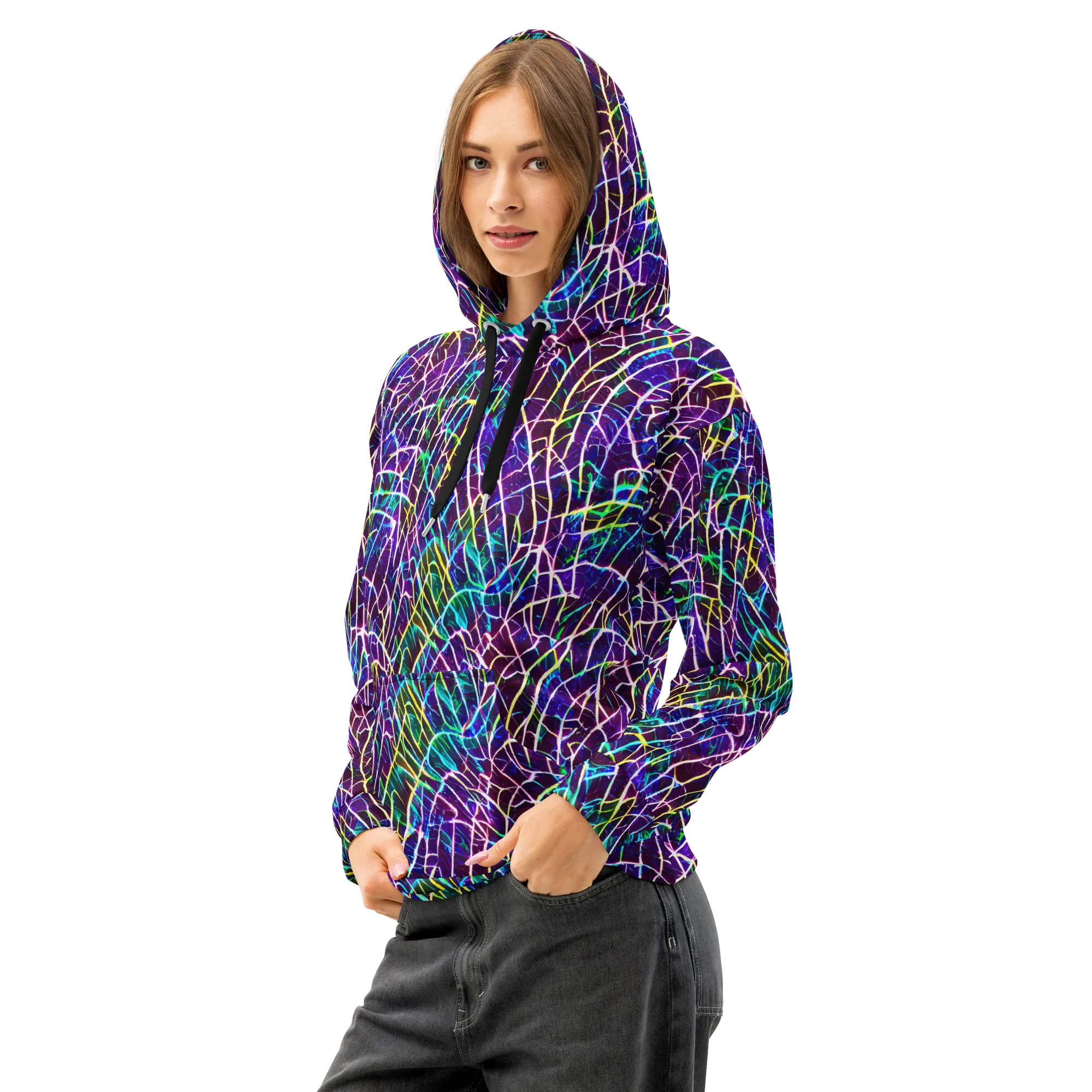Cosmic Wiring on Cotton Hoodie — Left Front