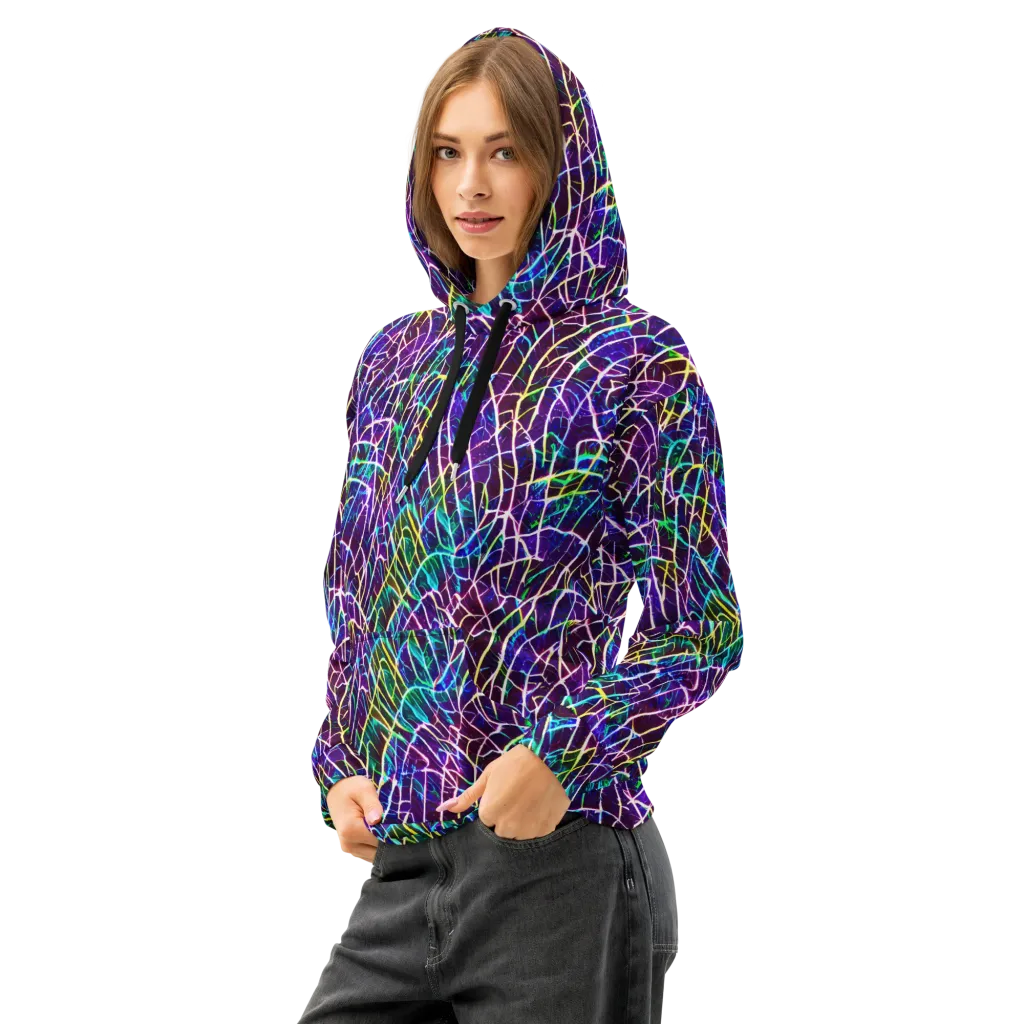 Cosmic Wiring on Cotton Hoodie — Left Front