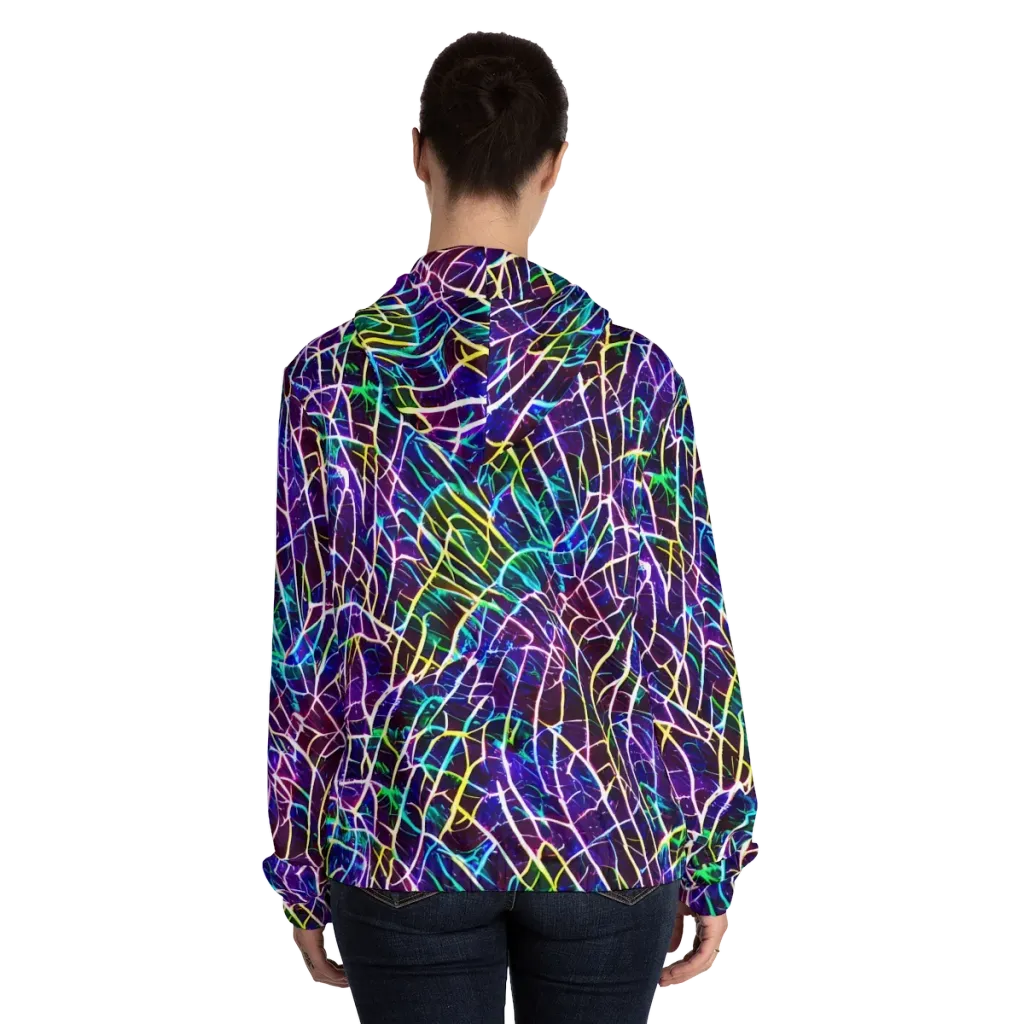 Cosmic Wiring on Women's Full-Zip Hoodie — Back On Person