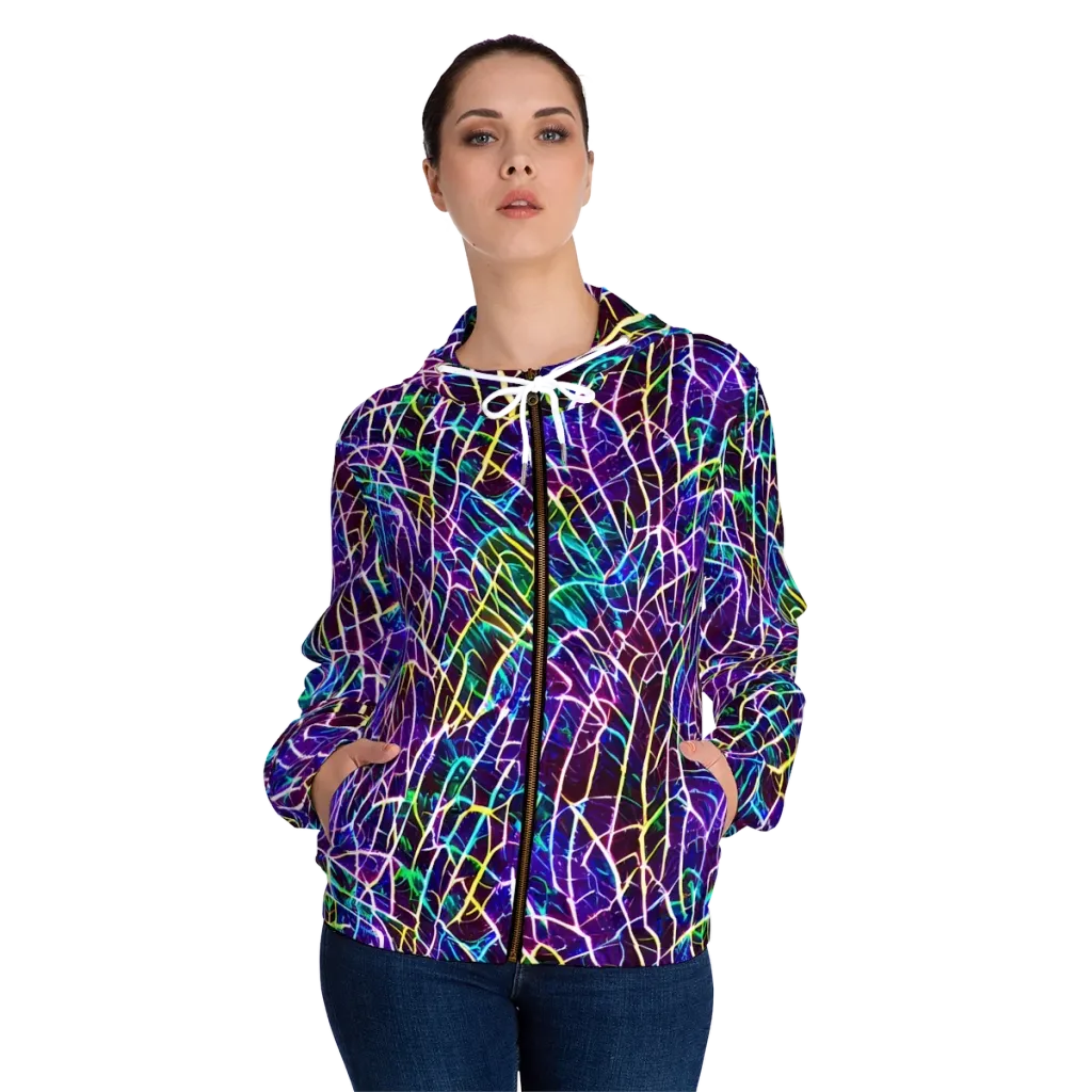 Cosmic Wiring on Women's Full-Zip Hoodie — Front On Person