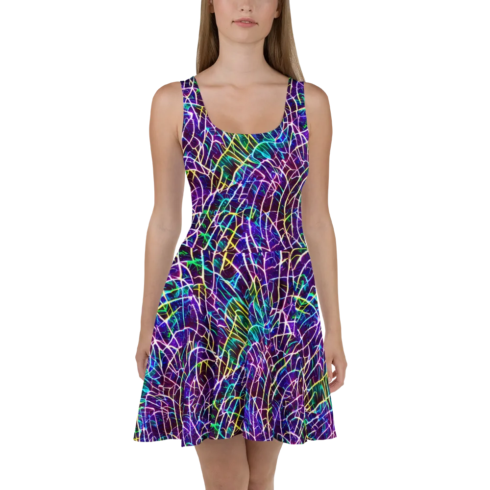 Cosmic Wiring on Skater Dress — Front