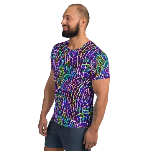 Cosmic Wiring on a Men's Athletic T-Shirt