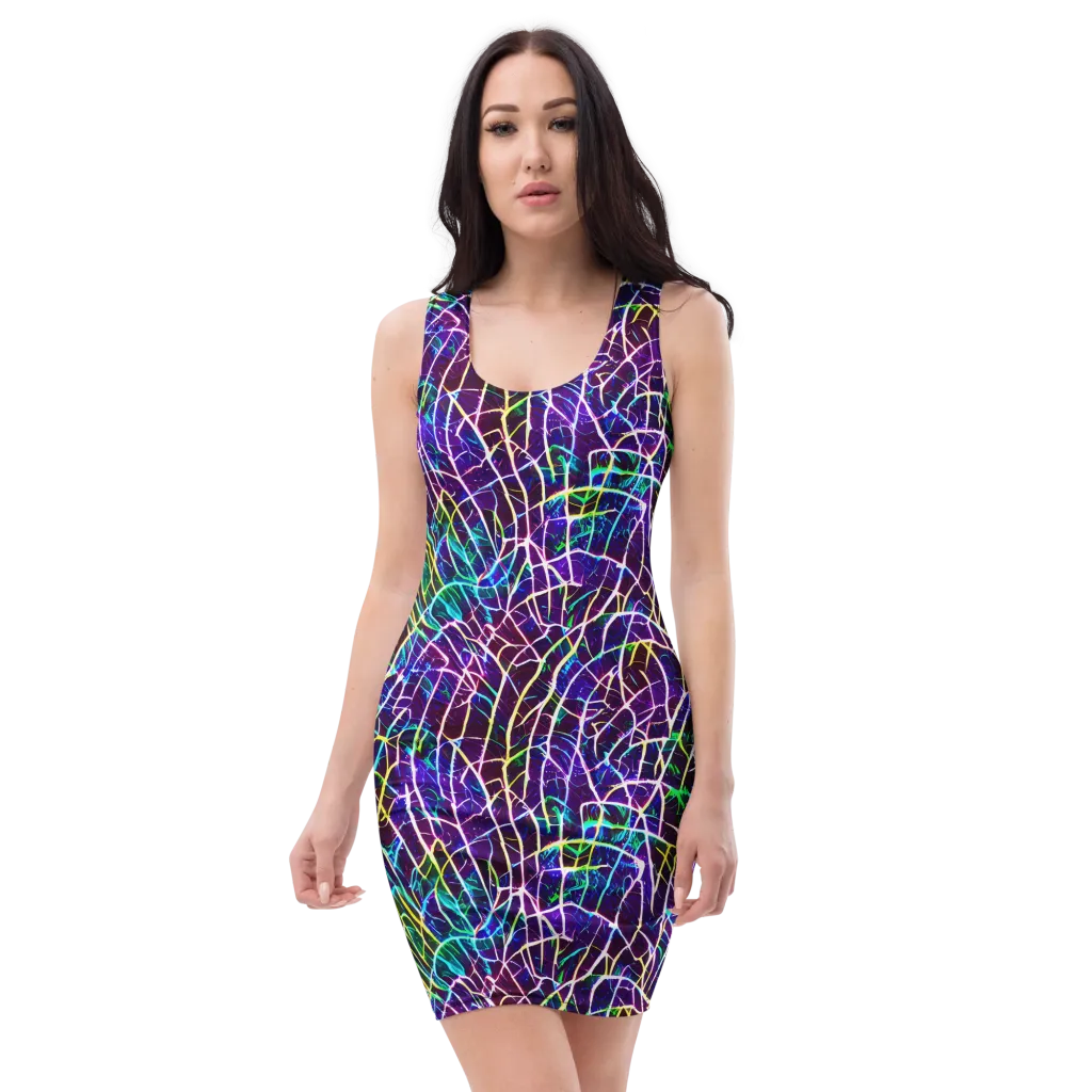 Cosmic Wiring on Bodycon Dress — Front