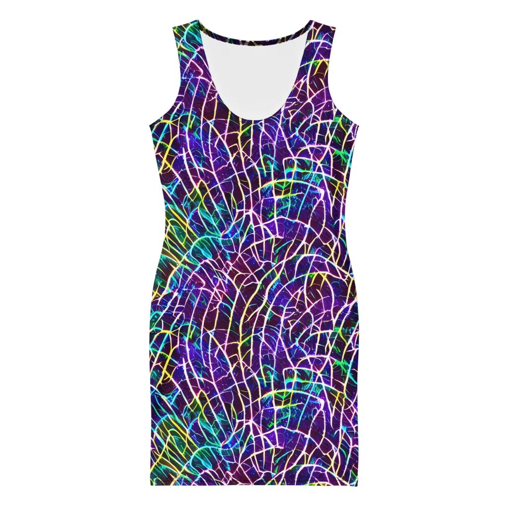 Cosmic Wiring on Bodycon Dress — Front
