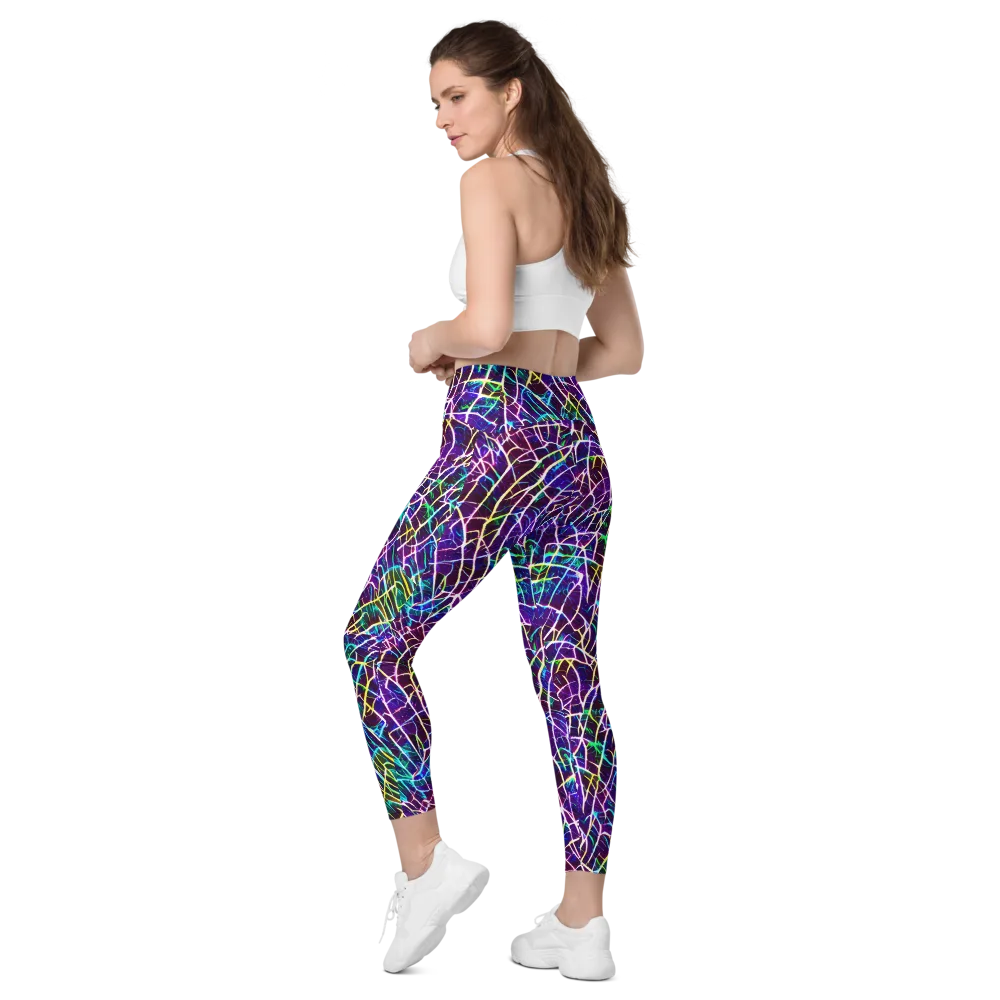 Cosmic Wiring on Leggings with Pockets — Left Back