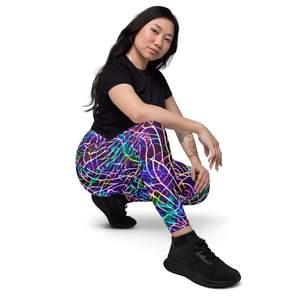 Cosmic Wiring on Leggings with Pockets — Right Front