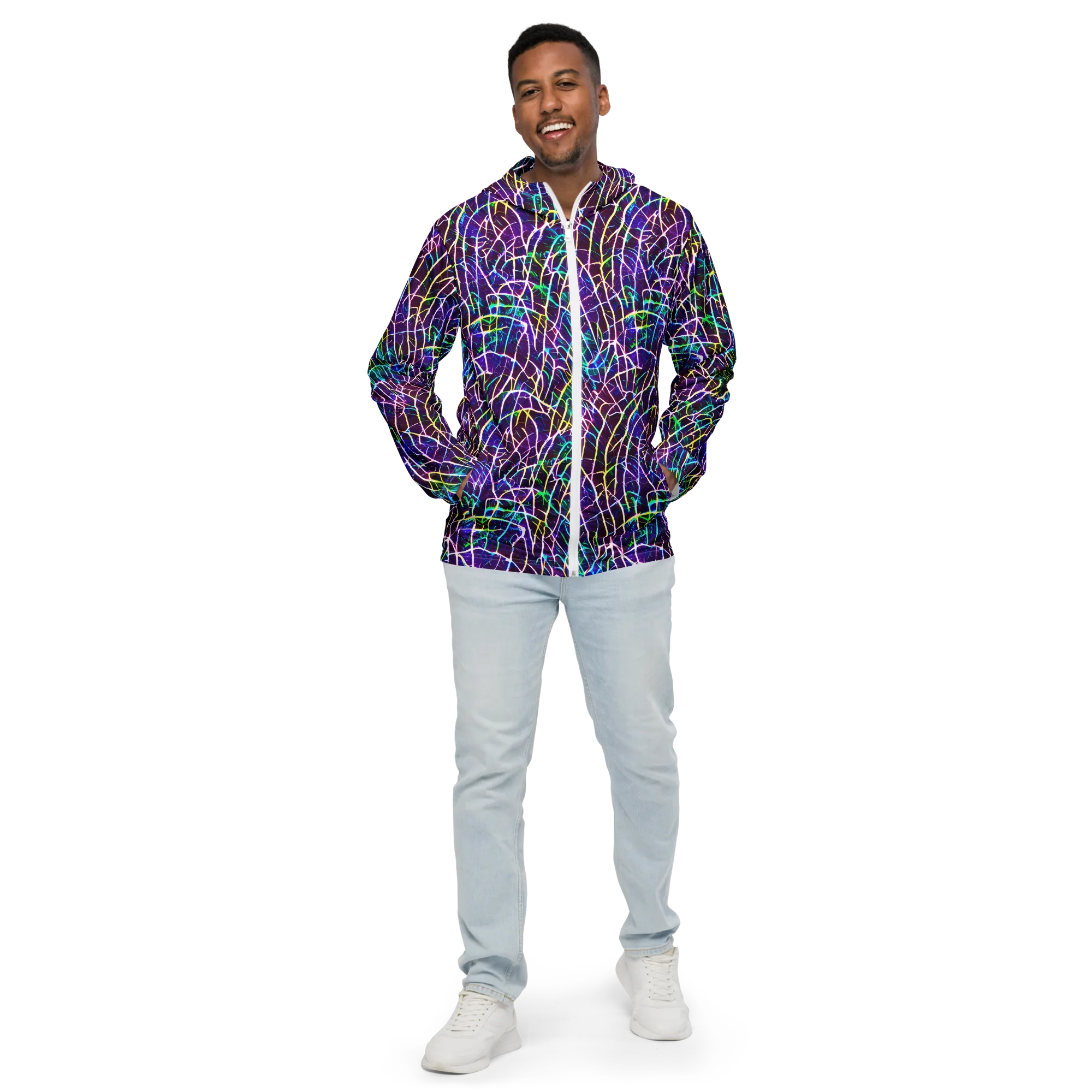 Cosmic Wiring on Men's Windbreaker — Front