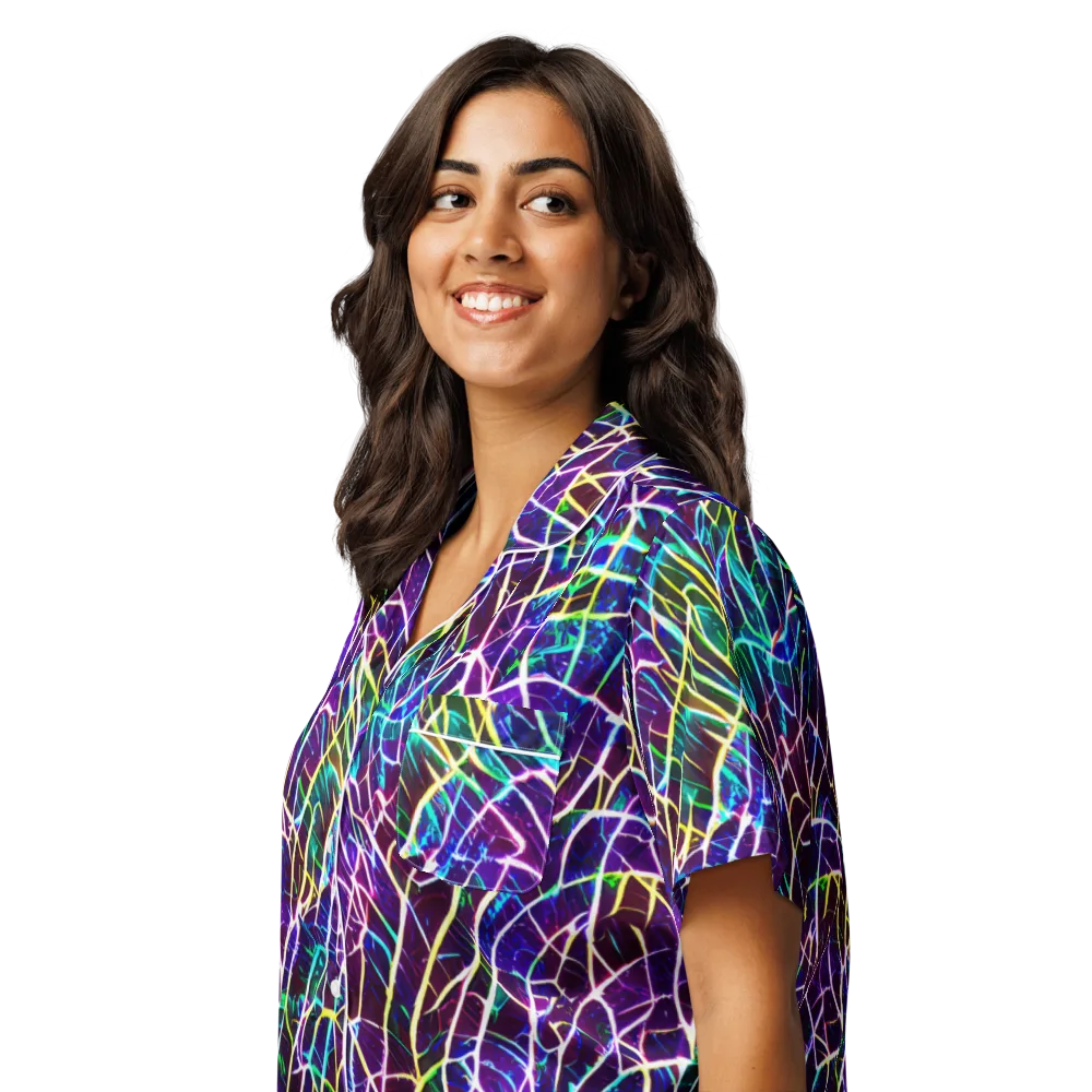 Cosmic Wiring on Women's Short Sleeve Pajama Top — Left Front