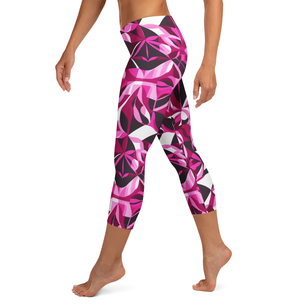 Fuchsia Kaleidoscope on Capri Leggings — Left