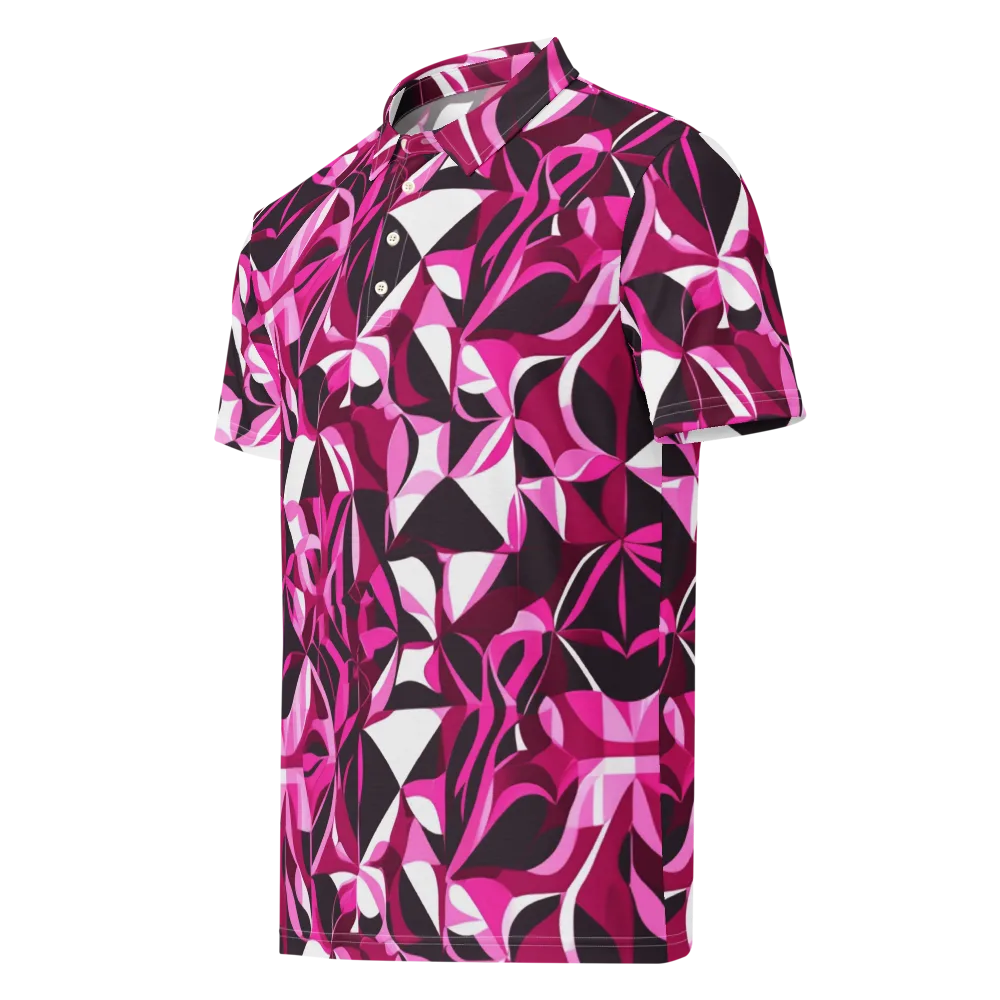 Fuchsia Kaleidoscope on Men's Slim Fit Polo Shirt — Left Front