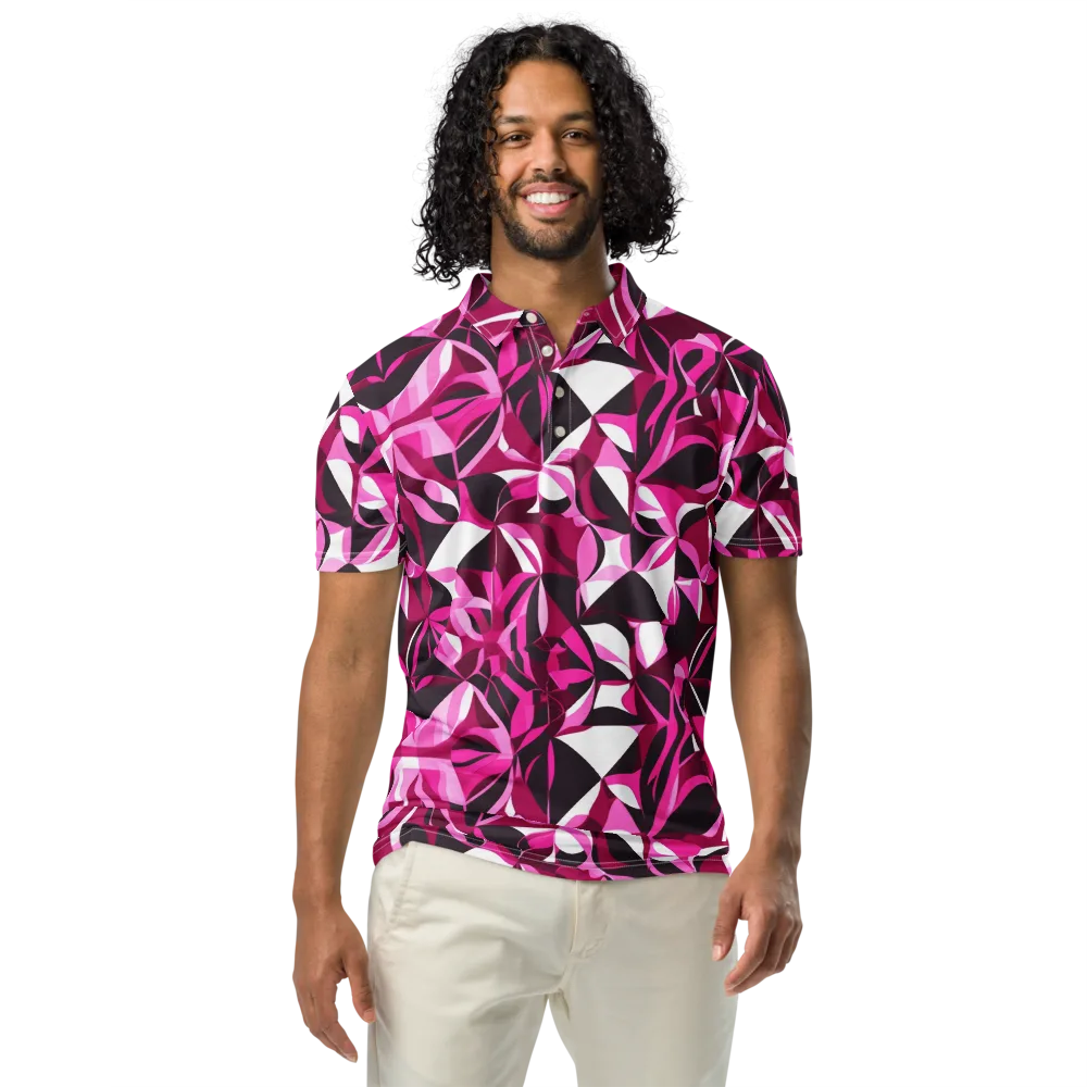 Fuchsia Kaleidoscope on Men's Slim Fit Polo Shirt — Front