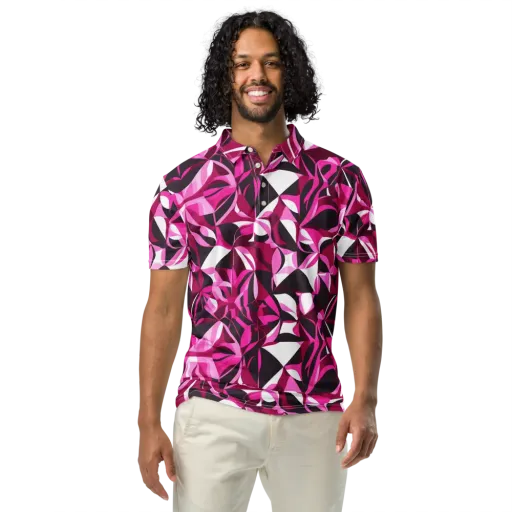 Fuchsia Kaleidoscope on a Men's Slim Fit Polo Shirt