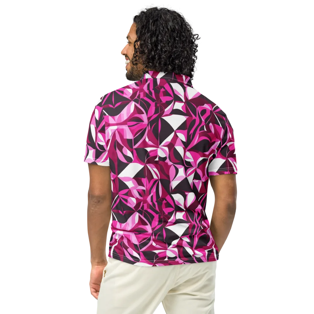 Fuchsia Kaleidoscope on Men's Slim Fit Polo Shirt — Back