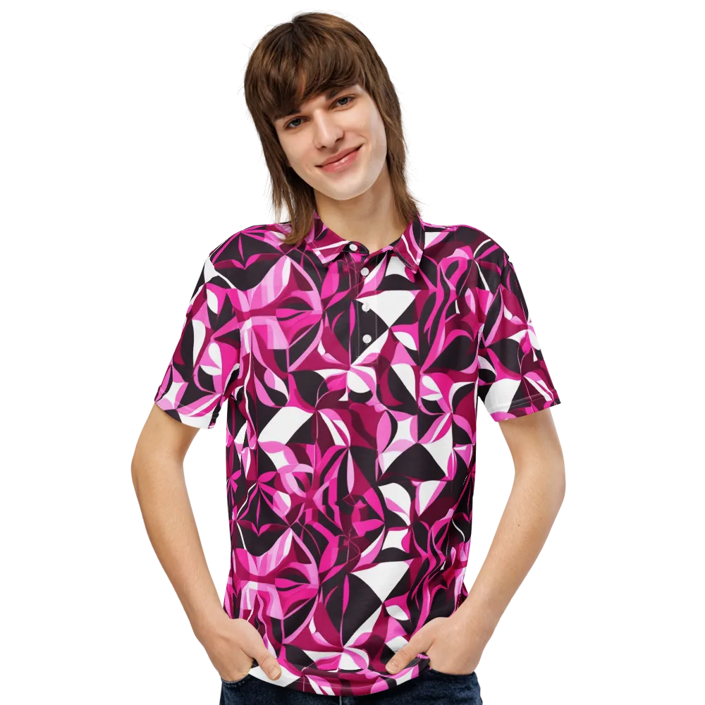 Fuchsia Kaleidoscope on Men's Slim Fit Polo Shirt — Front
