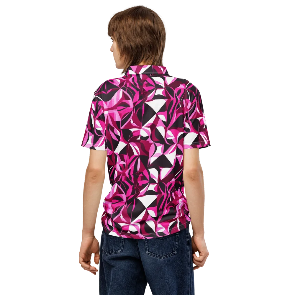 Fuchsia Kaleidoscope on Men's Slim Fit Polo Shirt — Back