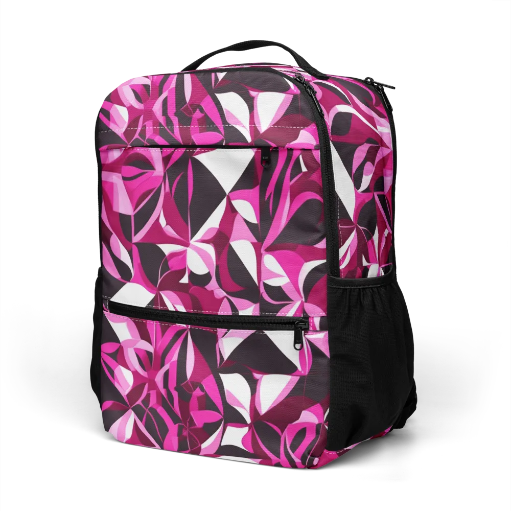 Fuchsia Kaleidoscope on Utility Backpack — Left Front