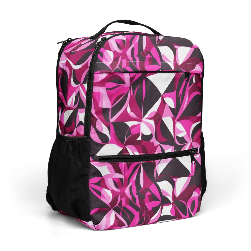 Fuchsia Kaleidoscope on Utility Backpack — Right Front