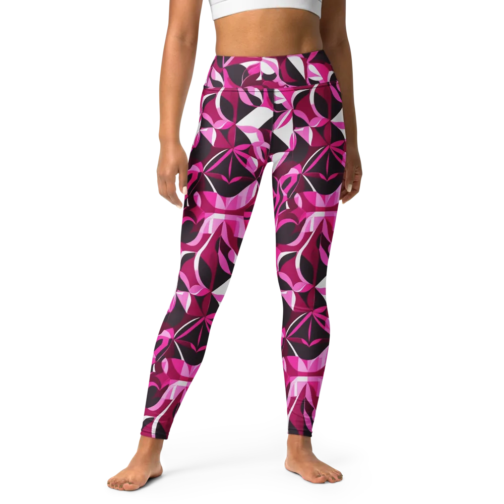Fuchsia Kaleidoscope on Yoga Leggings — Front