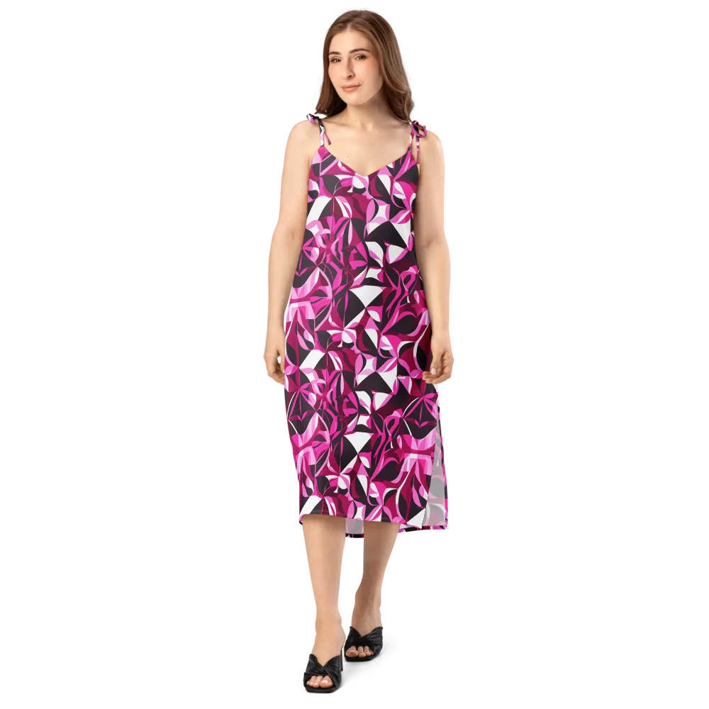 Fuchsia Kaleidoscope on Slip Dress — Front
