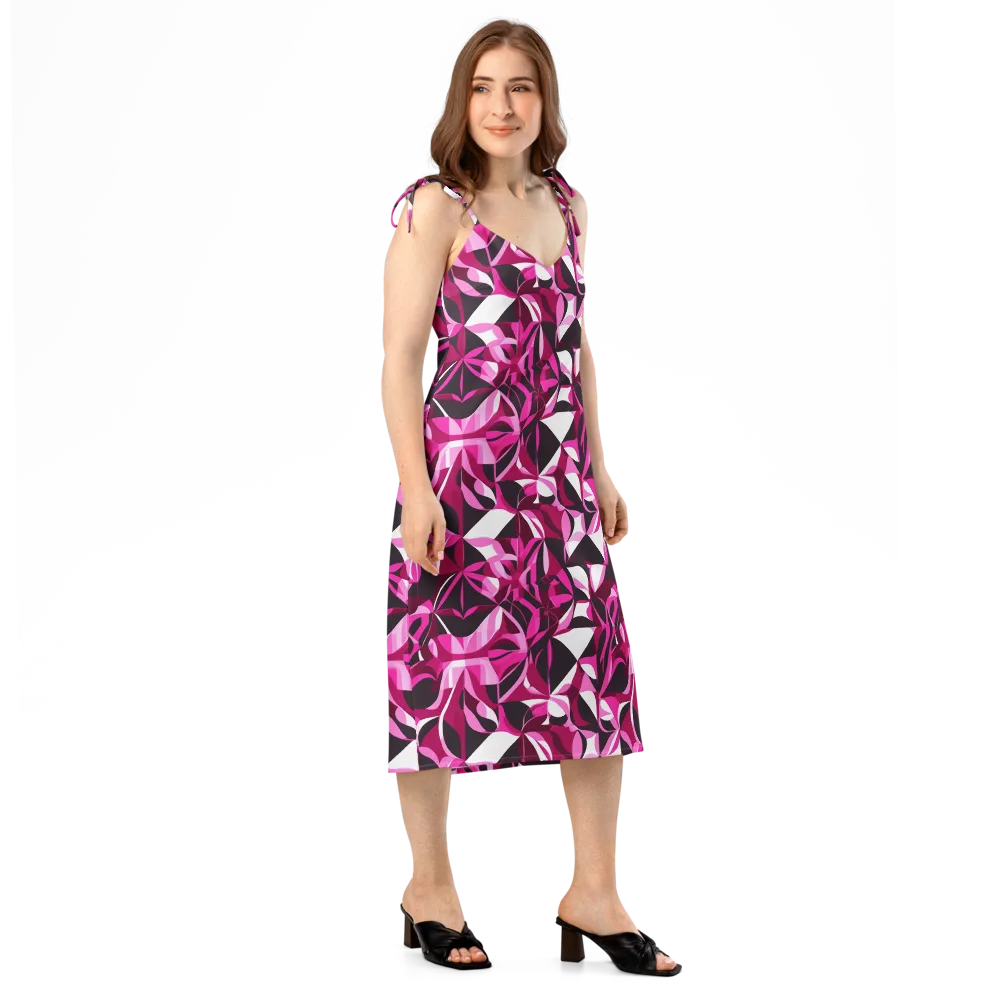 Fuchsia Kaleidoscope on Slip Dress — Right Front