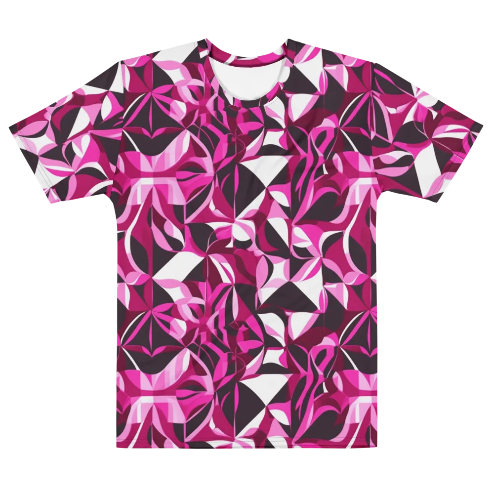 Fuchsia Kaleidoscope on Men's Cotton Crew Neck T-Shirt — Front