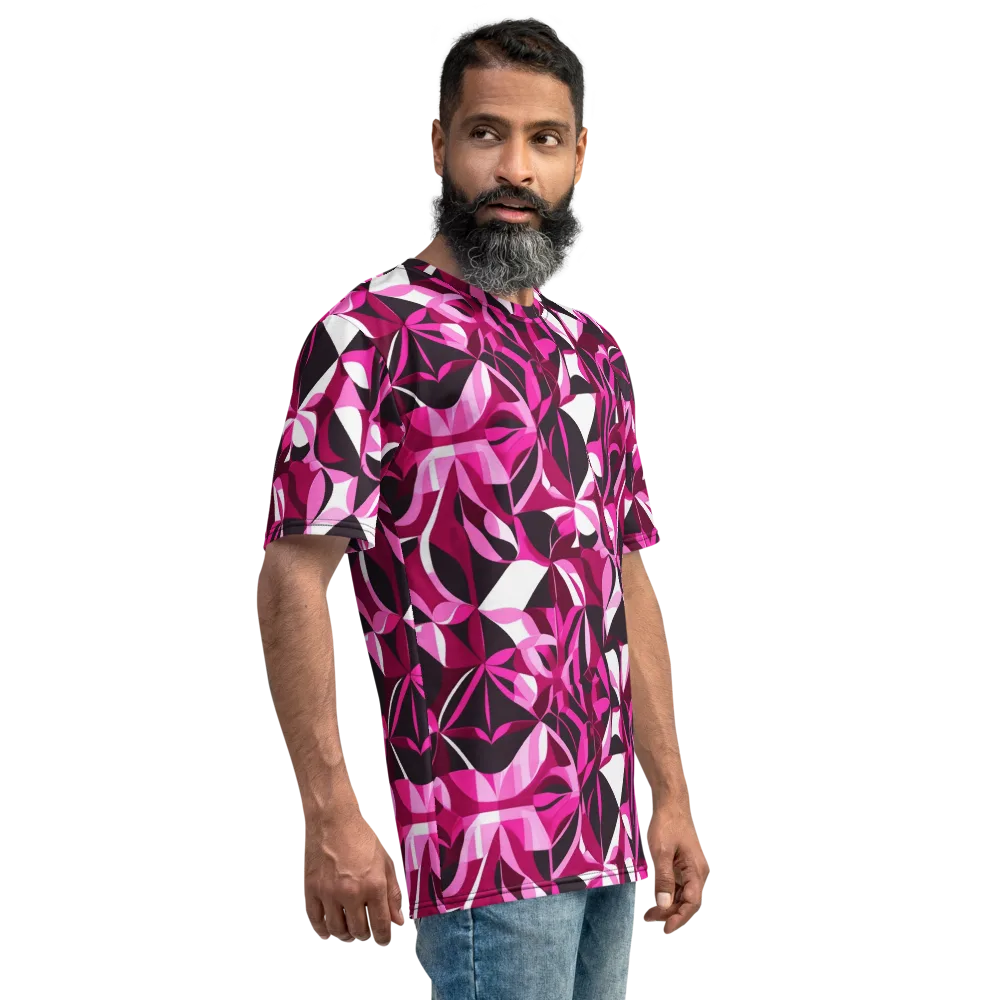 Fuchsia Kaleidoscope on Men's Crew Neck T-Shirt — Right