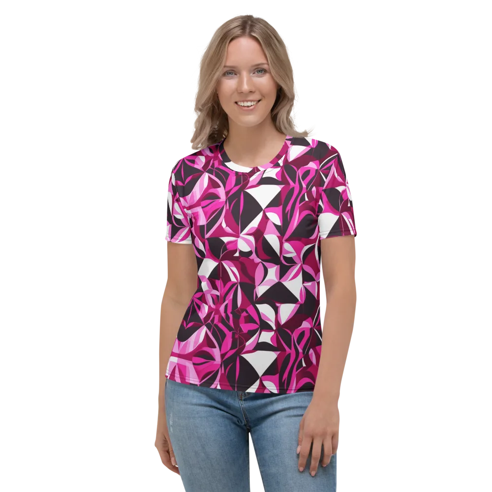 Fuchsia Kaleidoscope on Women's Crew Neck T-Shirt — Front