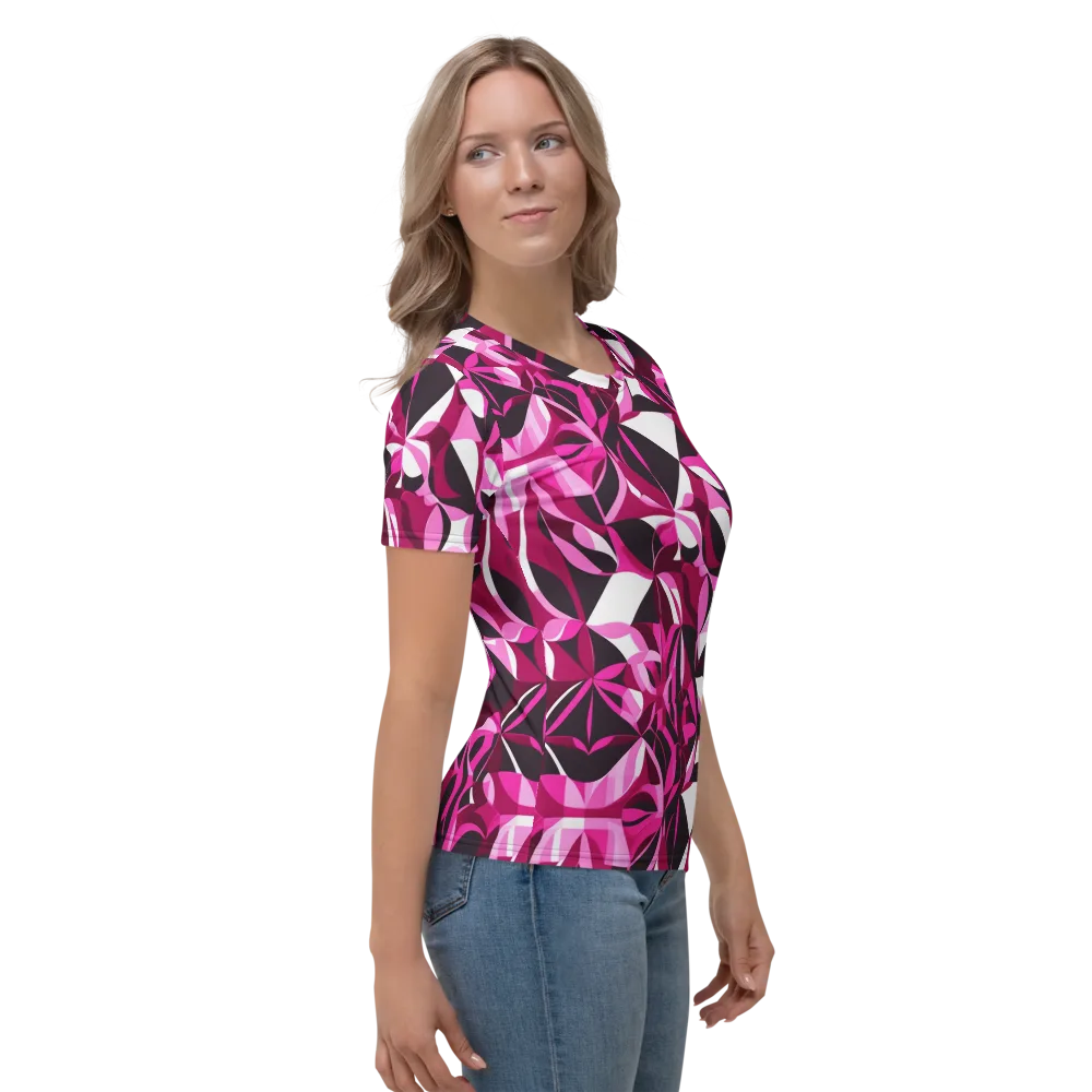 Fuchsia Kaleidoscope on Women's Crew Neck T-Shirt — Right