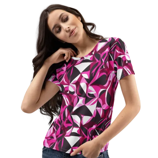 Fuchsia Kaleidoscope on a Women's Crew Neck T-Shirt