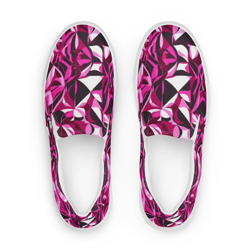 Fuchsia Kaleidoscope on Men's Slip-On Canvas Shoes — Front