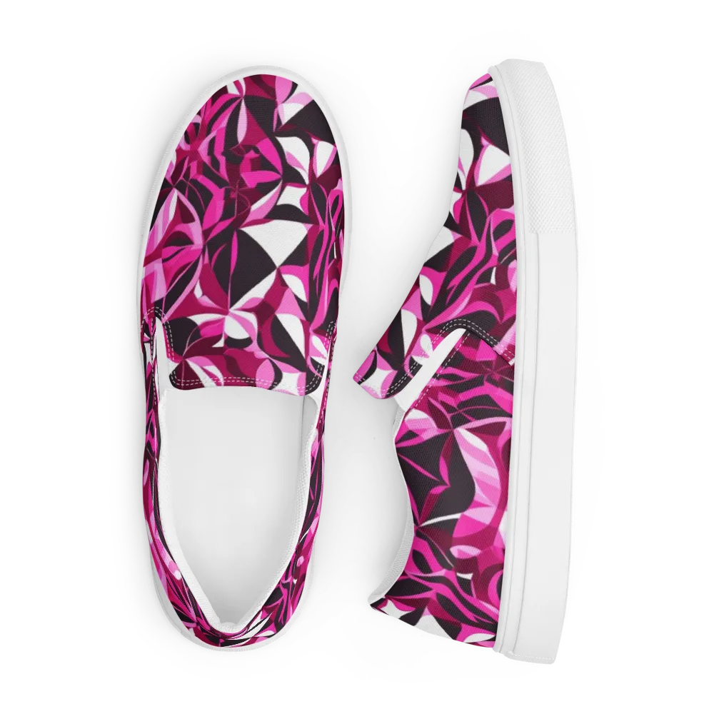 Fuchsia Kaleidoscope on Men's Slip-On Canvas Shoes — Front