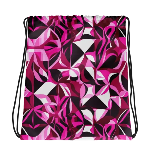 Fuchsia Kaleidoscope on a Drawstring Bag