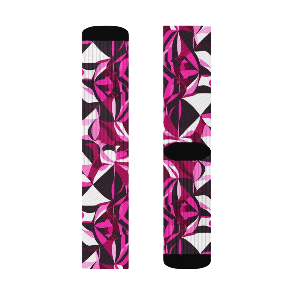 Fuchsia Kaleidoscope on Socks — Left Sock