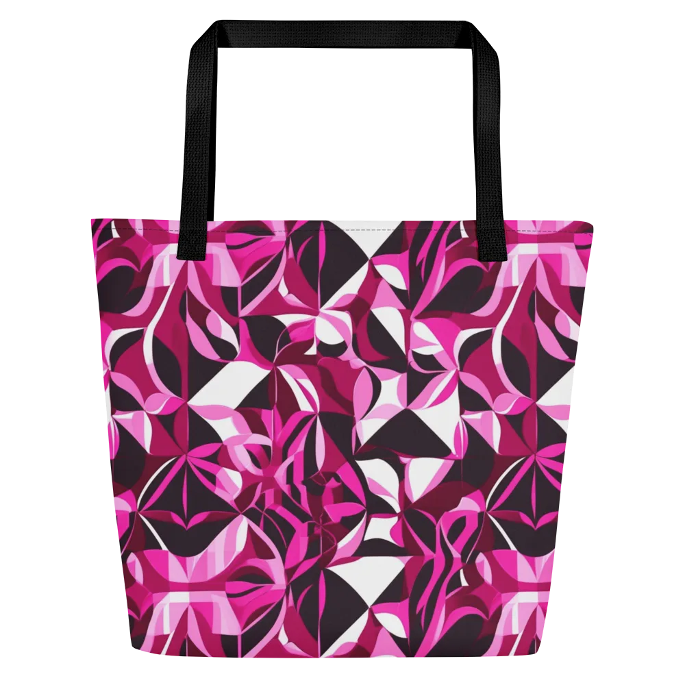 Fuchsia Kaleidoscope on Large Tote Bag W/ Pocket — Front